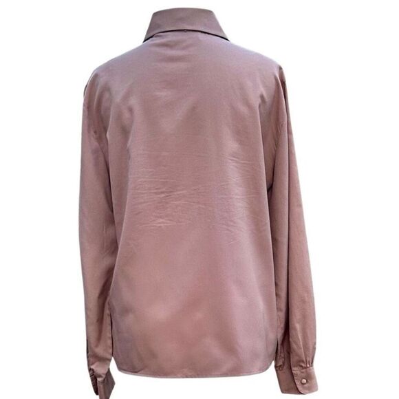 Vintage Josephine Salmon Pink Pleated Button-Up Blouse Size 12 - Picture 4 of 10
